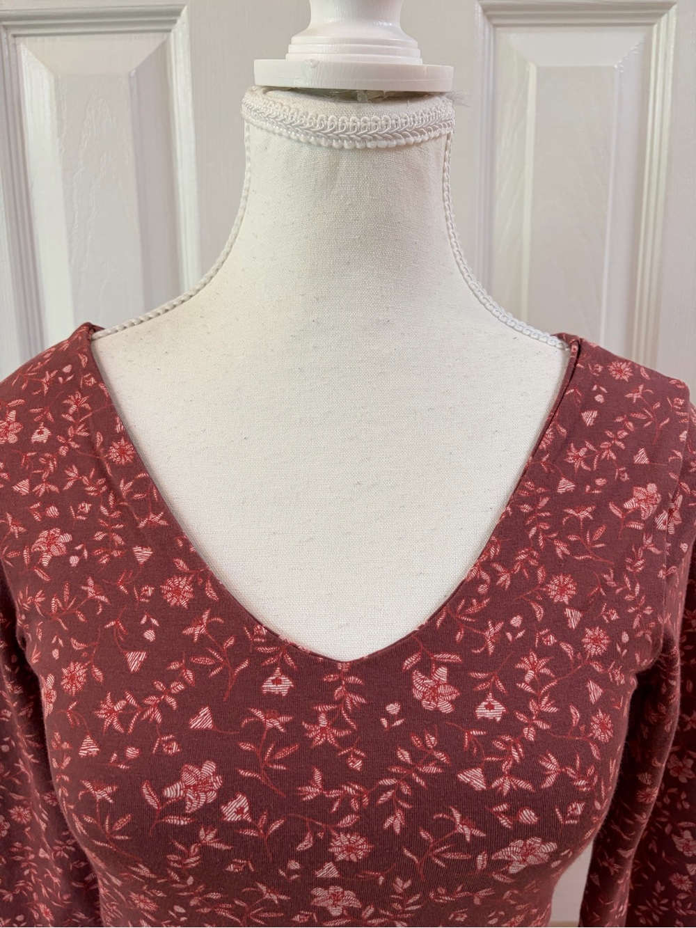 Pact Pink/Red Western Floral Fit & Flare 3/4 Sleeve V-Neck Dress Size S - Picture 2 of 12